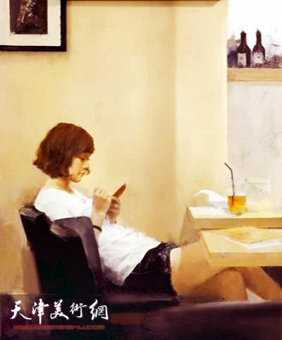 张军作品：《微信·下午茶》 油画