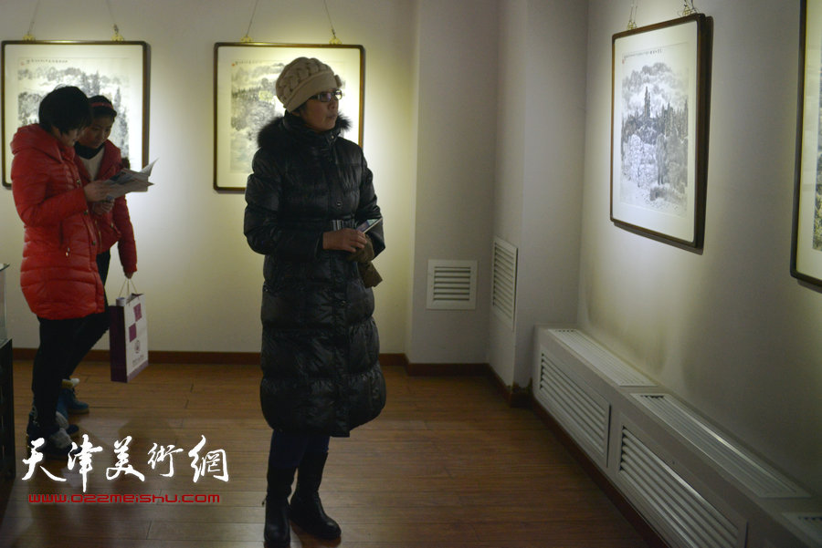 天津巨龙画院首次书画展1月25日在鸿德艺术馆举行，图为画展现场。