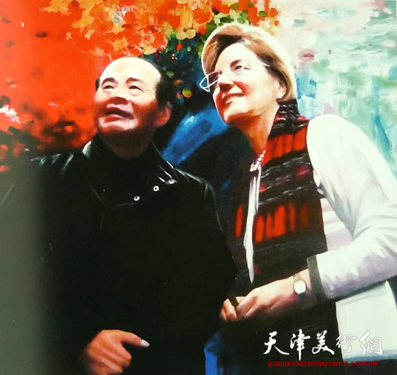 霍然油画作品《中国风-张示范和他的外国朋友》