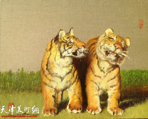 高建章系列生肖油画作品：《虎》