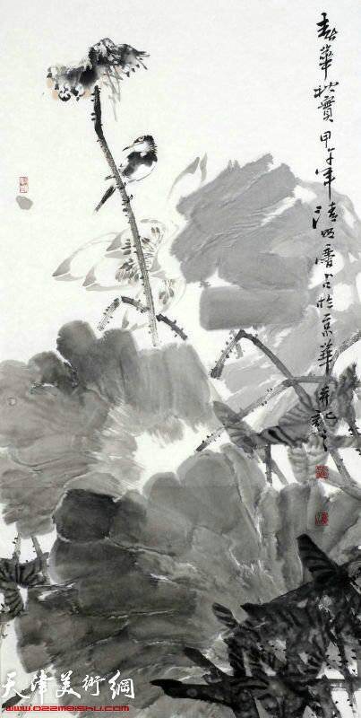 图为孟庆占参展的花鸟画作品。