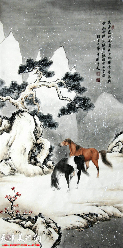 李澜2105雪景骏马图：古人诗意图