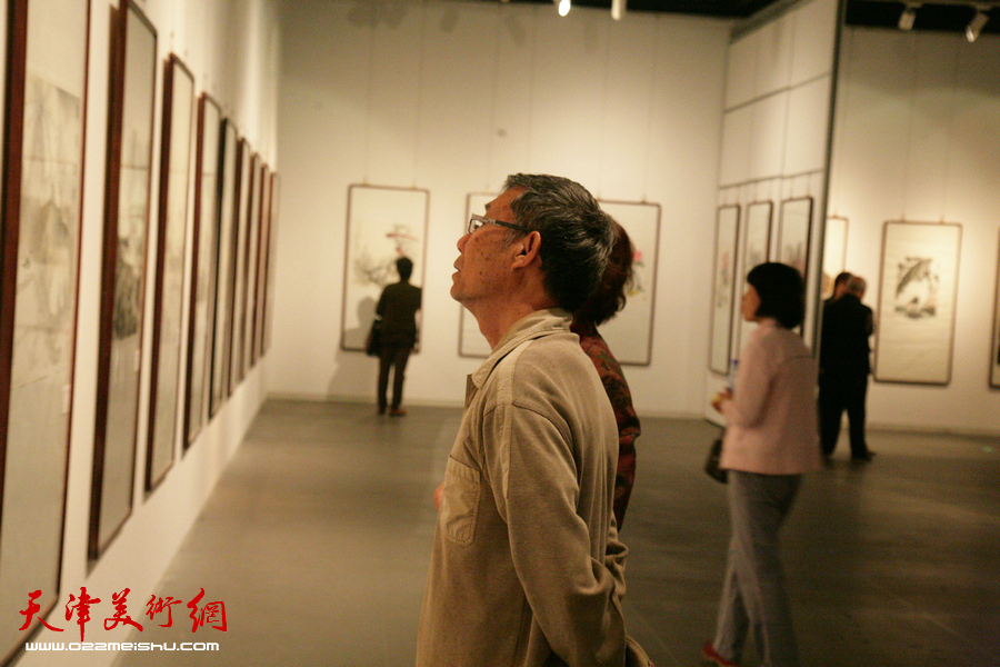 “津门画语”津门书画院第五届年展在天津美术馆开展，图为展览现场。