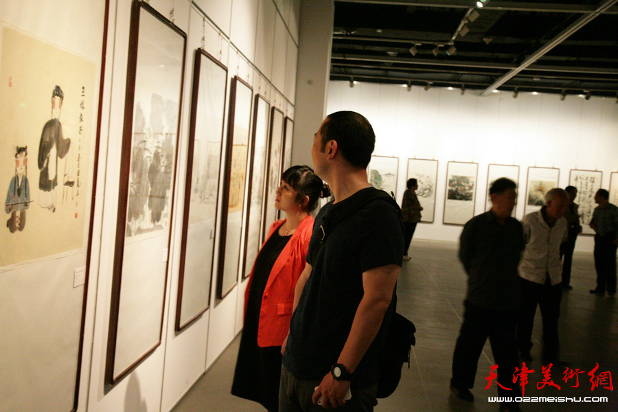 “津门画语”津门书画院第五届年展在天津美术馆开展，图为展览现场。