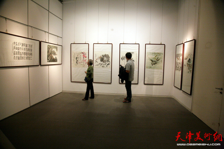 “津门画语”津门书画院第五届年展在天津美术馆开展，图为展览现场。