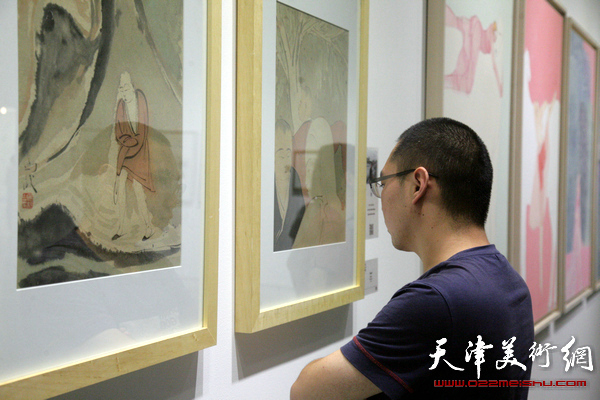 “中国水墨现场·2015天津”展览开展，图为展览现场。