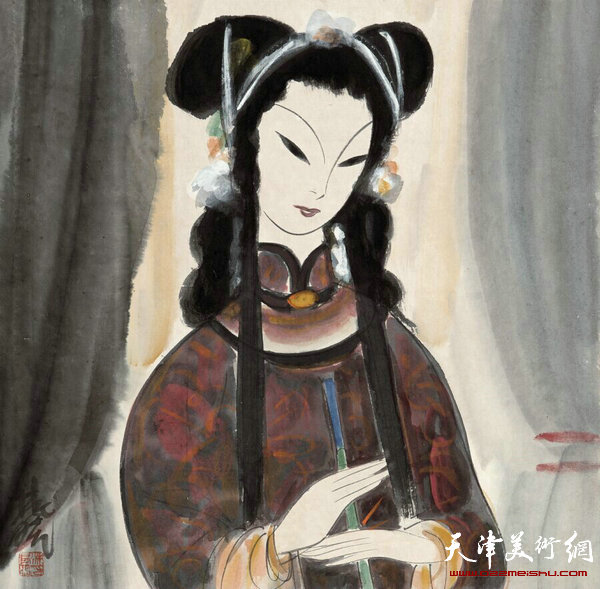 林风眠 戏曲人物35×36cm