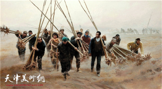 毛本华、王刚、鲍璐、郝米嘉合作 焦裕禄 220×400cm 油画