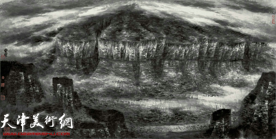 “太行浩气——吕云所中国画展”捐赠仪式在中国美术馆举行，图为