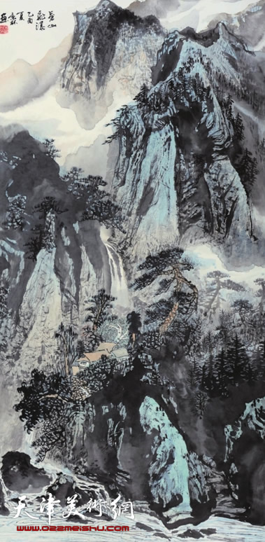 时景林作品《苍山飞瀑》