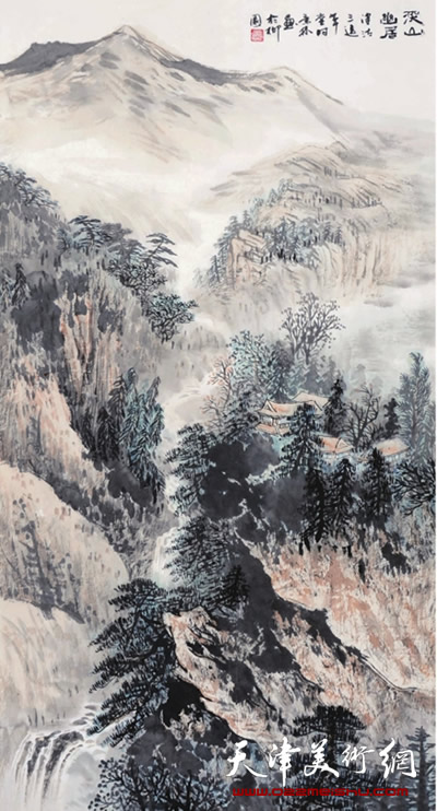 时景林作品《溪山幽居》