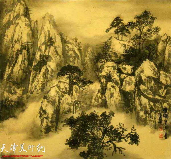 皮守东山水画