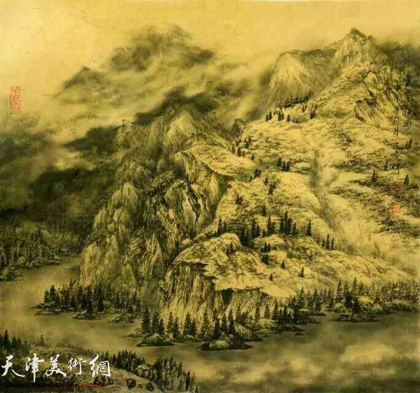 皮守东山水画