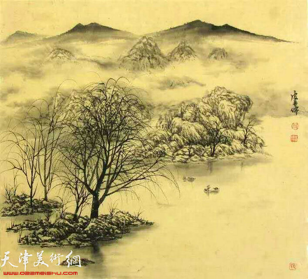 皮守东山水画