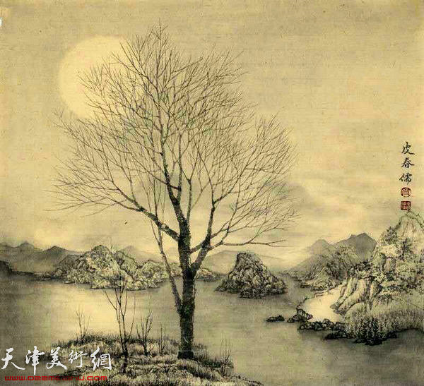 皮守东山水画