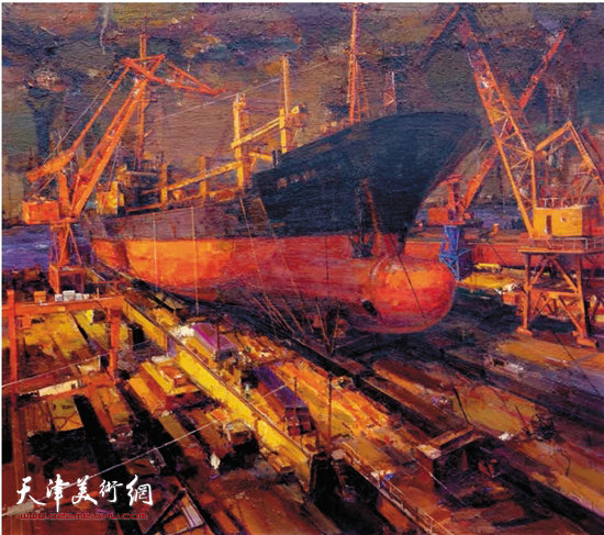 刘玉龙作品：《中国梦—造船二》 160×180cm