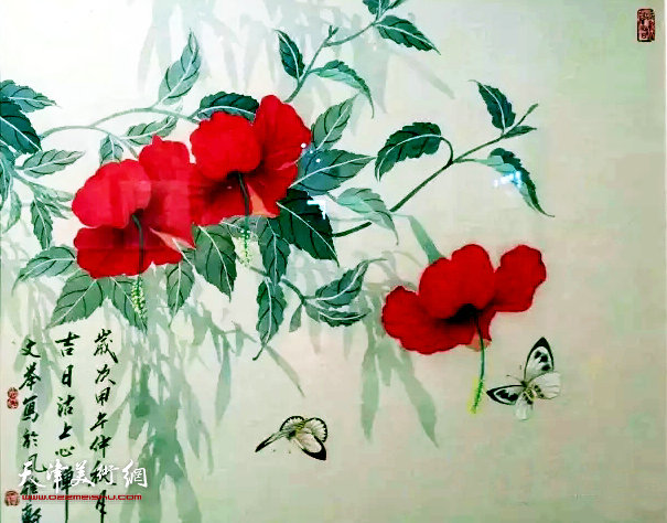 周文举花鸟画作品。