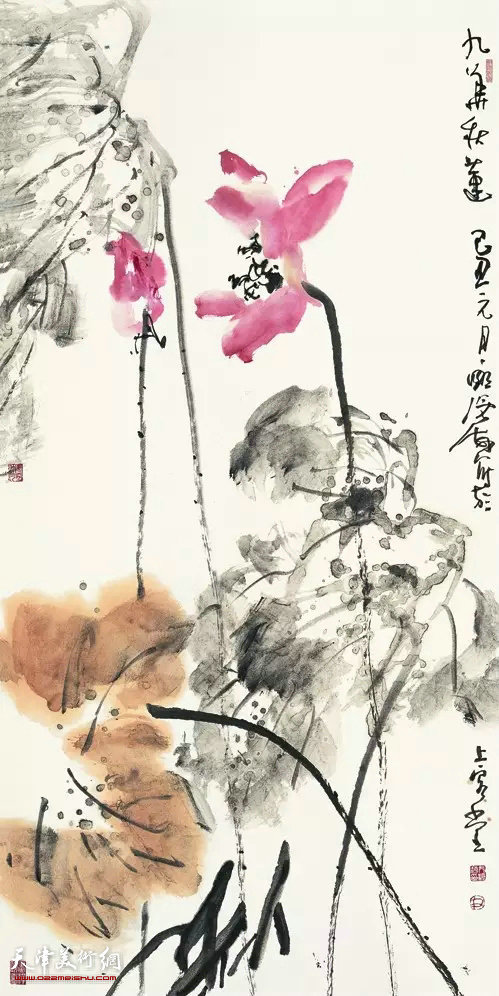 《九华秋莲》2009年，138cmx68cm