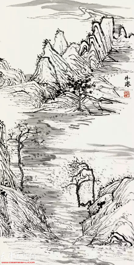 井溶作品：华山 纸本水墨