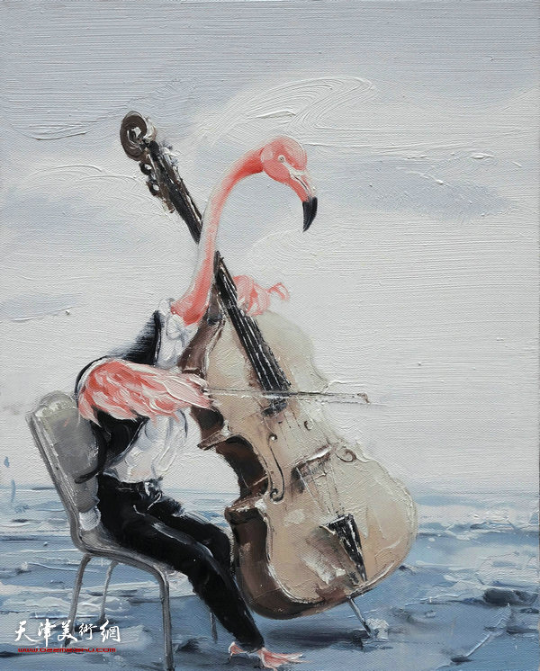 孤独的演奏者  40x50cm 布面油画 2014