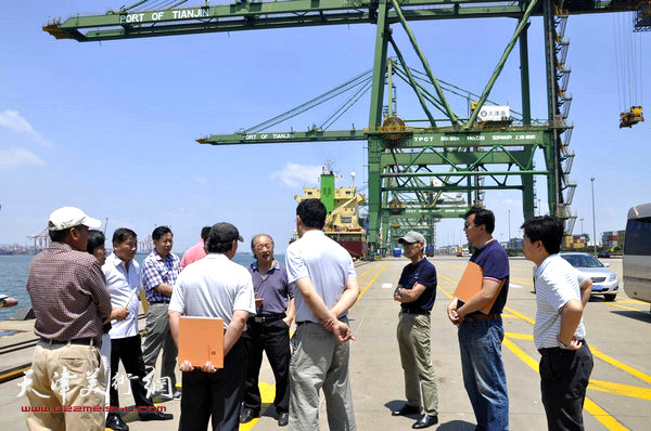 王书平与画家们在天津港太平洋国际集装箱码头