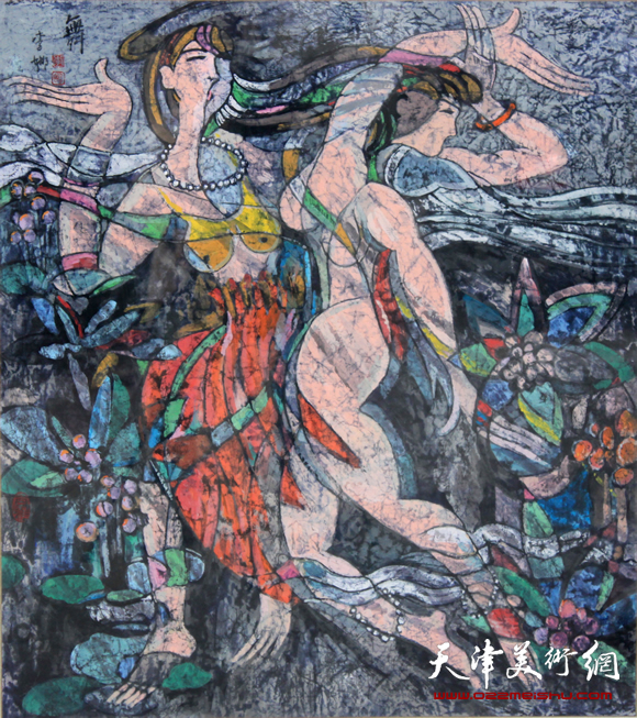 秋之舞 （彩墨画2009年120X120厘米）_2985