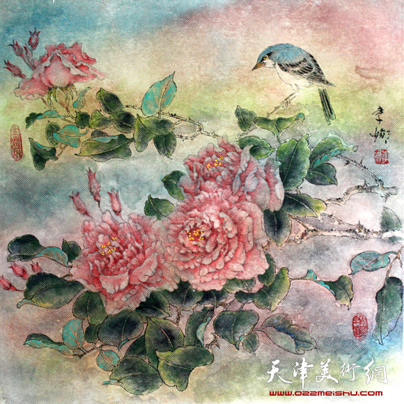 花鸟（国画工笔45X45厘米）_3027