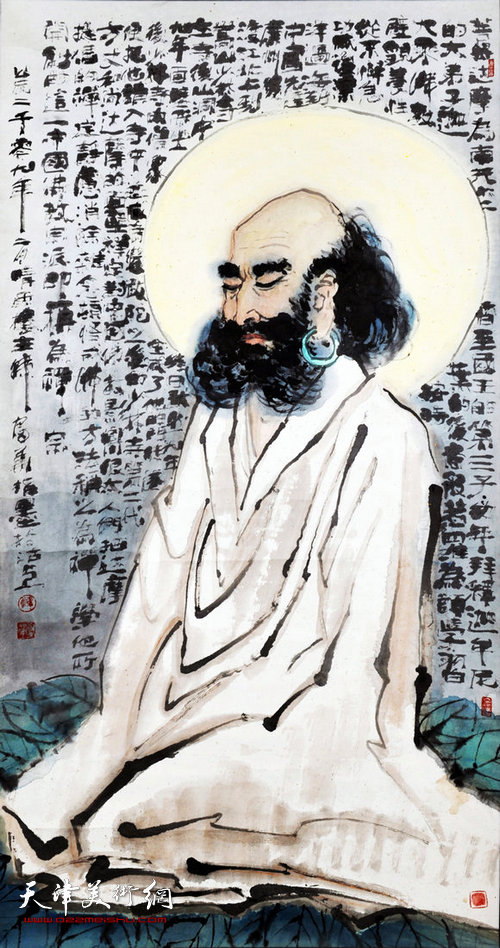 指墨-达摩面壁图 136×68cm 2009