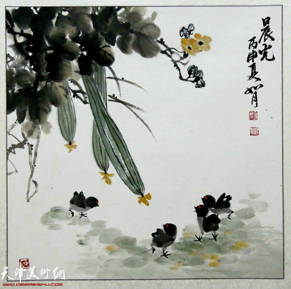 图为展出的画作。