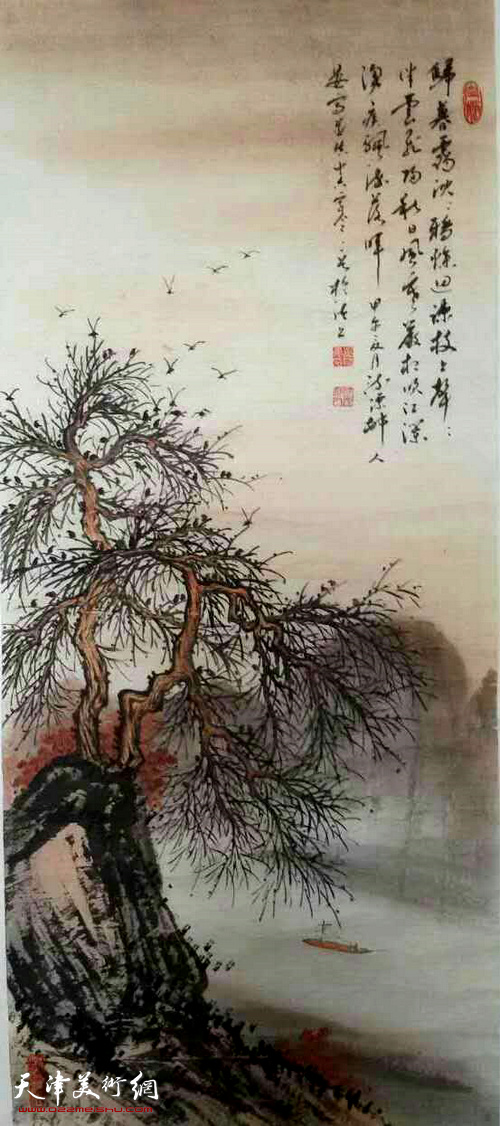 孟昭晏山水画作品。