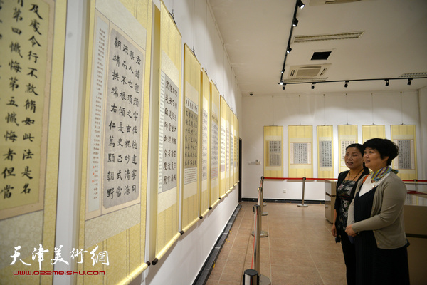 刘静华、马江红在观看展品。