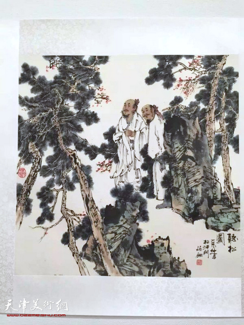 图为展出的陈钢画作。