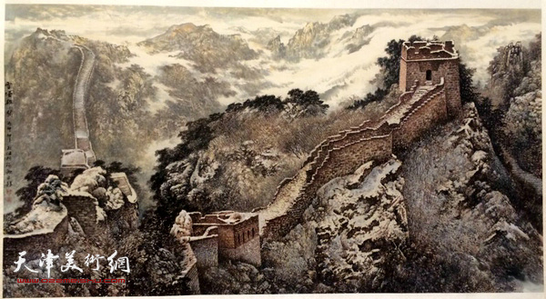 “古韵山水·长城中国画展”展出的陈钢画作。