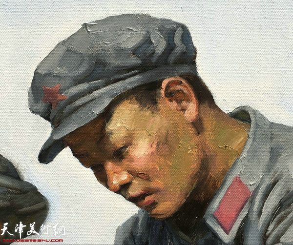 《红军医生龙思泉》 布面油画 作品局部