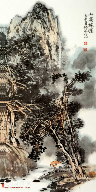 董振涛山水画作品《山高林深》