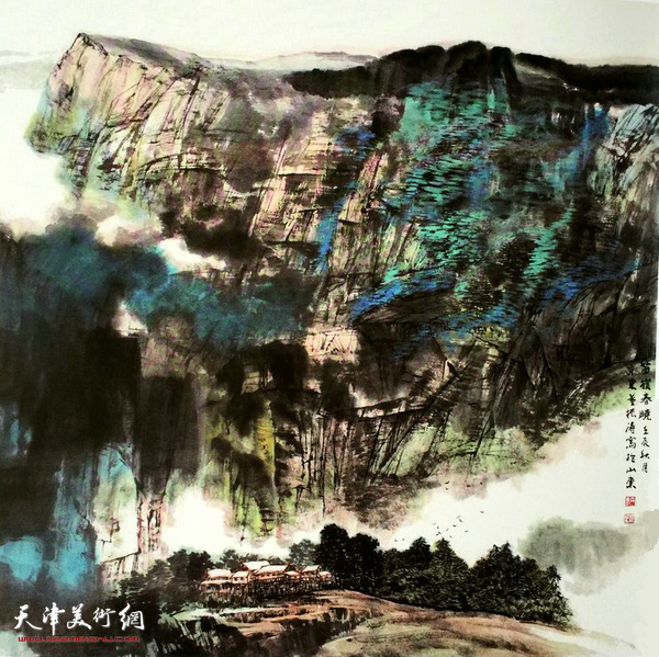 董振涛山水画作品《苗岭春晓》