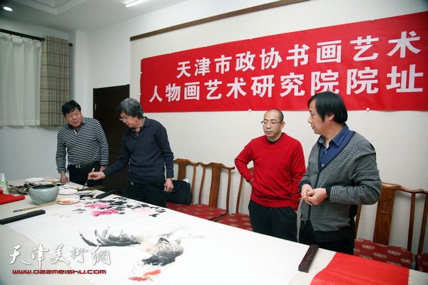 天津政协人物画研究院在金带福路文化传播中心揭牌