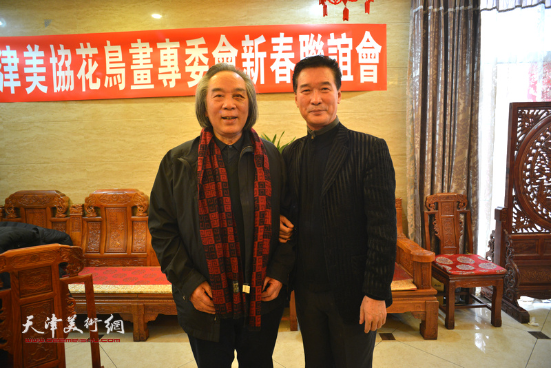 霍春阳、陈之海在天津美协花鸟画专委会新春联谊会上。