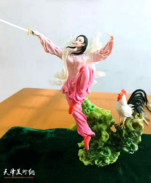 刘芳老师的面塑《闻鸡起舞》