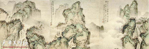 参展作品：《山水通景六副》 何延喆 130x65cmx6