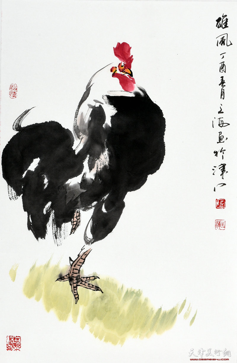 天津著名画家陈之海写意画鸡作品欣赏