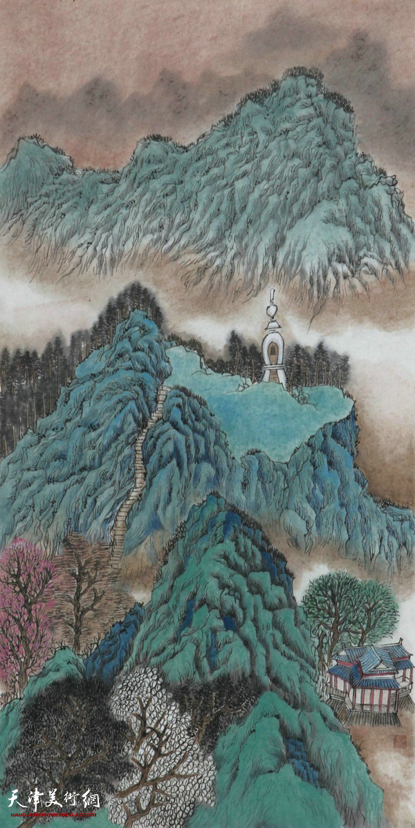 参展作品：丁广义《山水》71x37cm