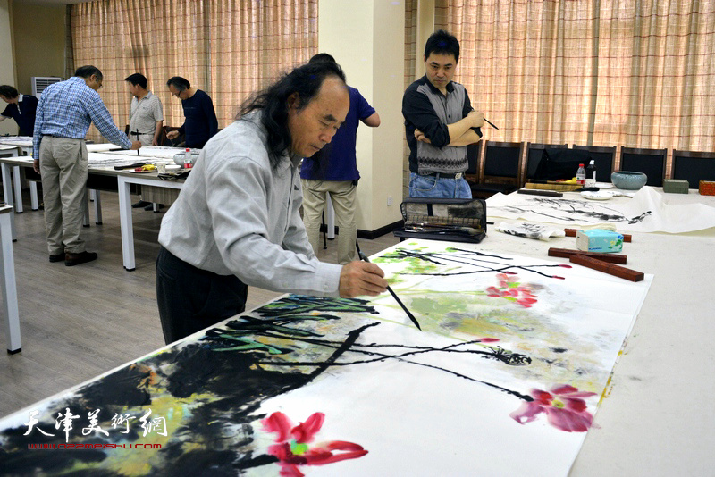 北京湖社画会画家做客天津金带福路文化中心