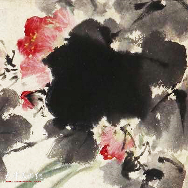 38号拍品：萧朗《花卉草虫》局部 26x36cm