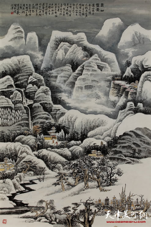 陈连羲作品《嵩山雪景》