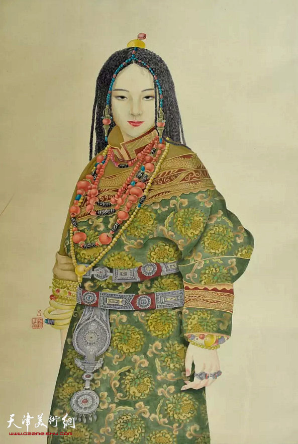 赵新立《藏女》国画（绢本） 80×60cm