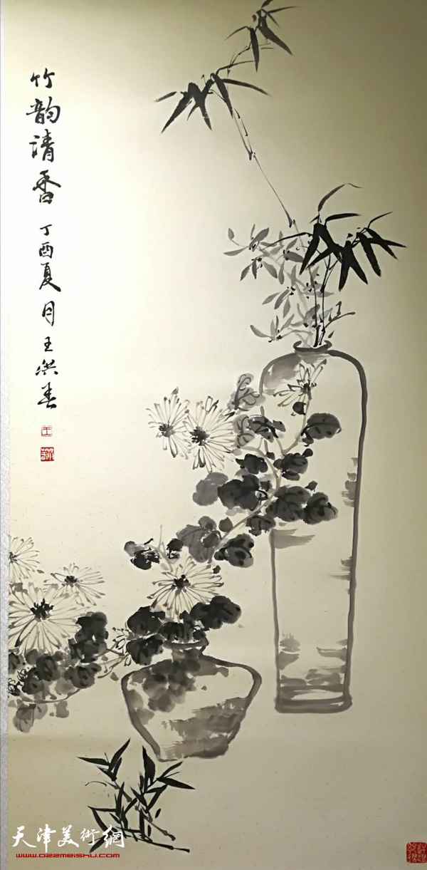 “致敬丹青—天津致公画院精英美术作品展”展出的王洪春作品。