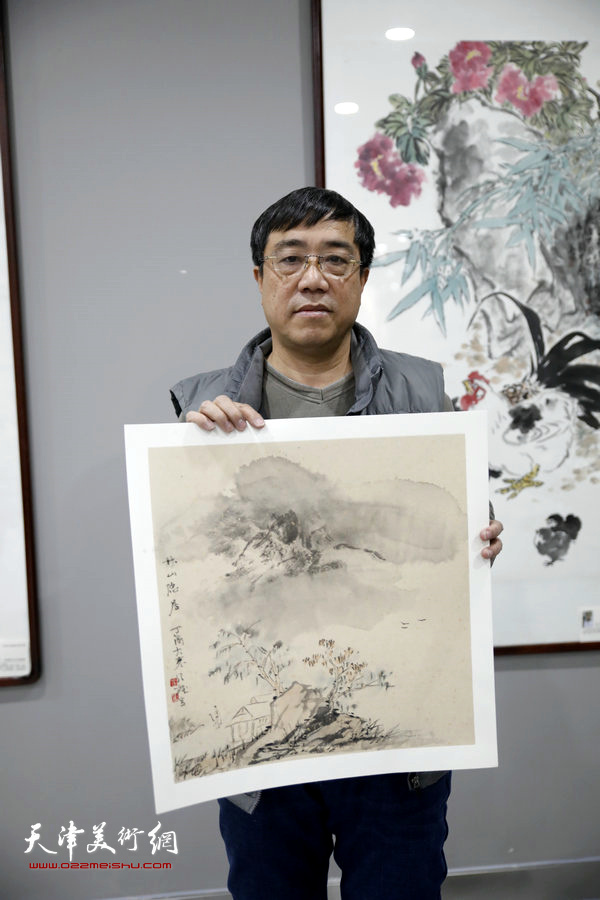 刘绍斌创作的山水小品画《秋山隐居》。