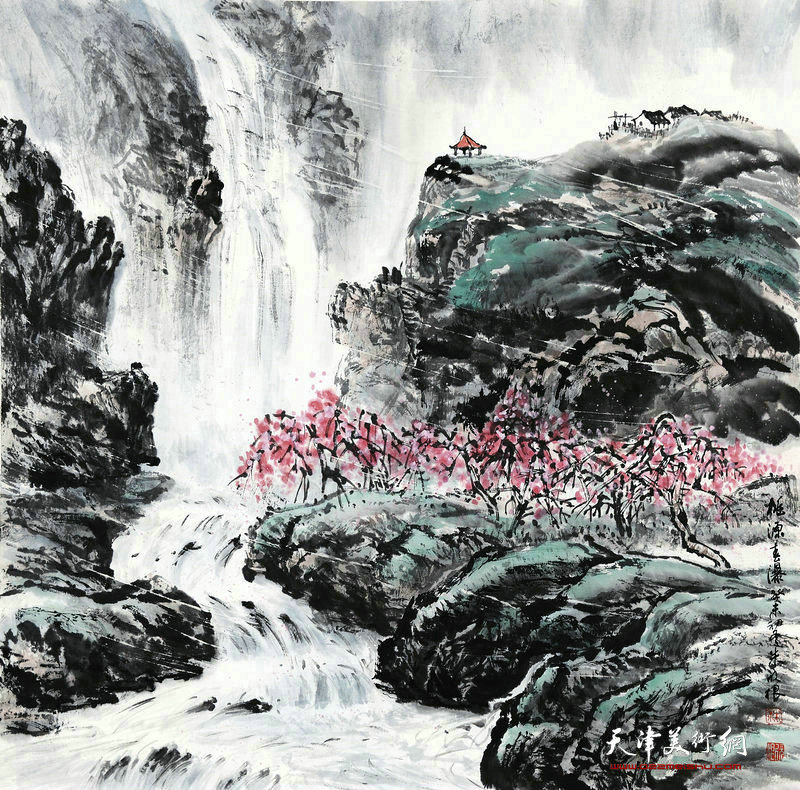 朱欣根-桃源春瀑68x68cm