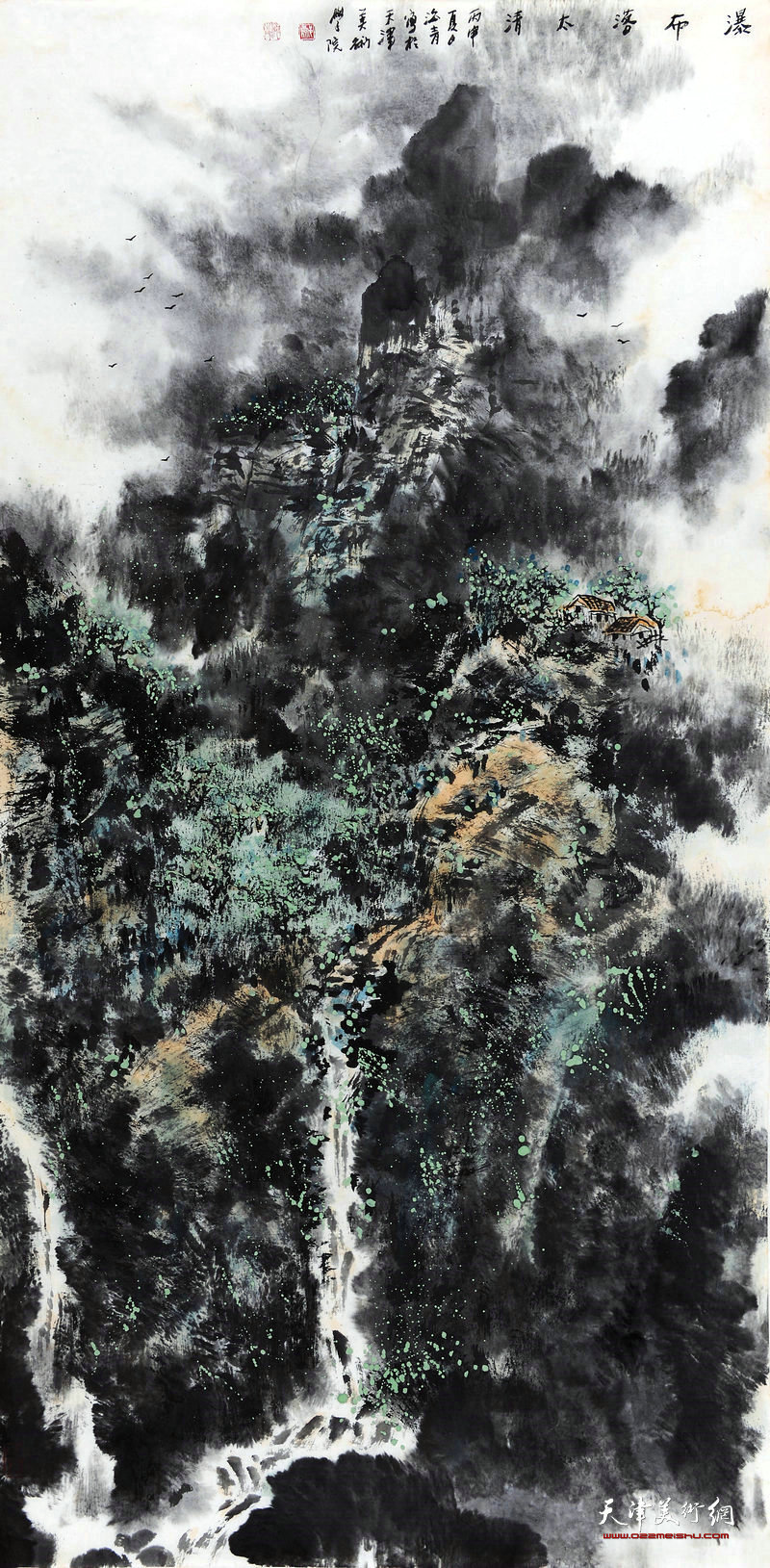 邬海青-瀑布落太清68x138cm